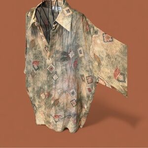 Prestige men’s extra large Vintage Patterned Button-Up Shirt